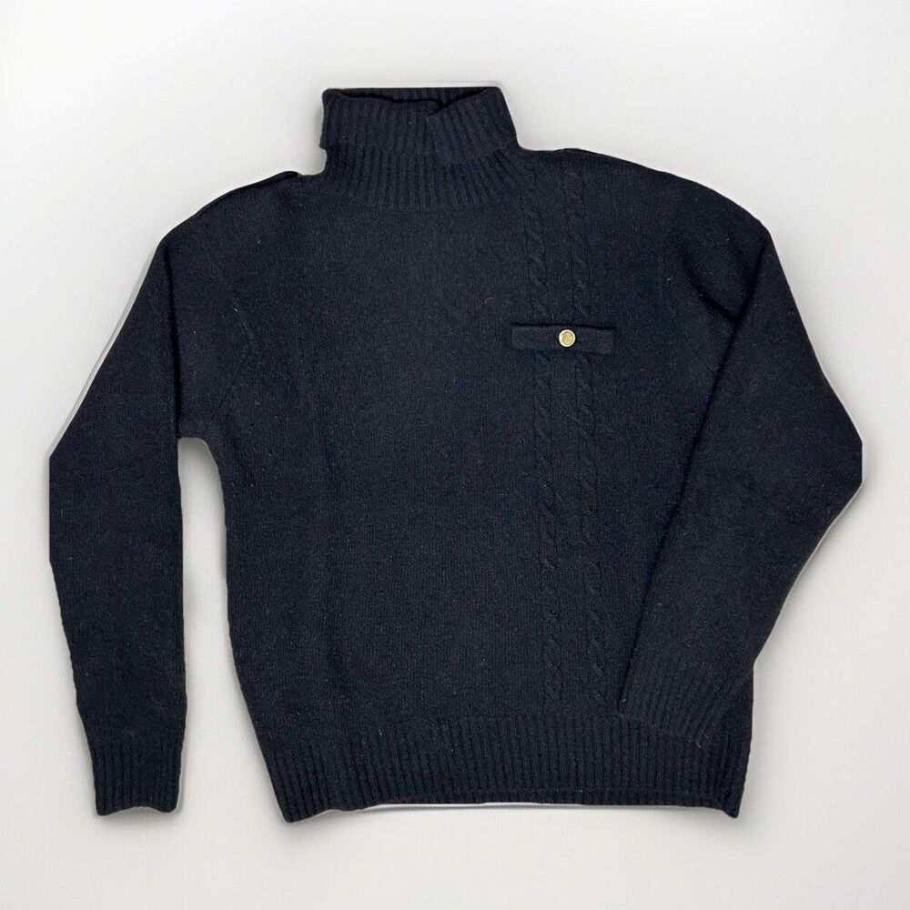 SK & Company Angora Rabbit Hair Turtleneck Sweater SMALL Black Wool